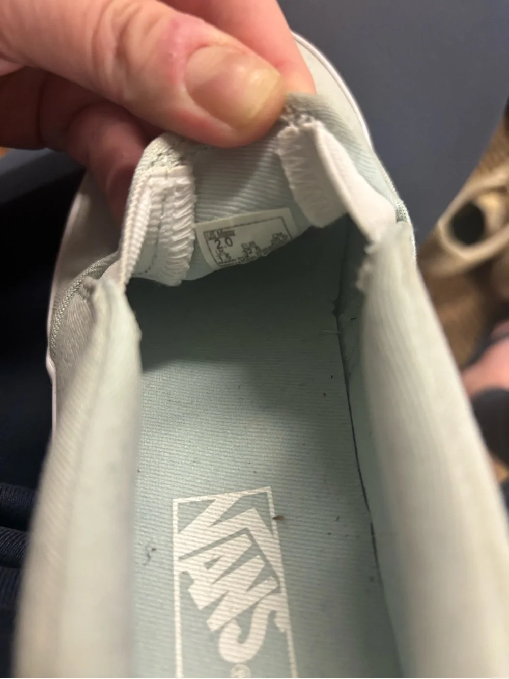 EUC Vans Kids Classic Slip-On Shoes in Mint Green Sz 2